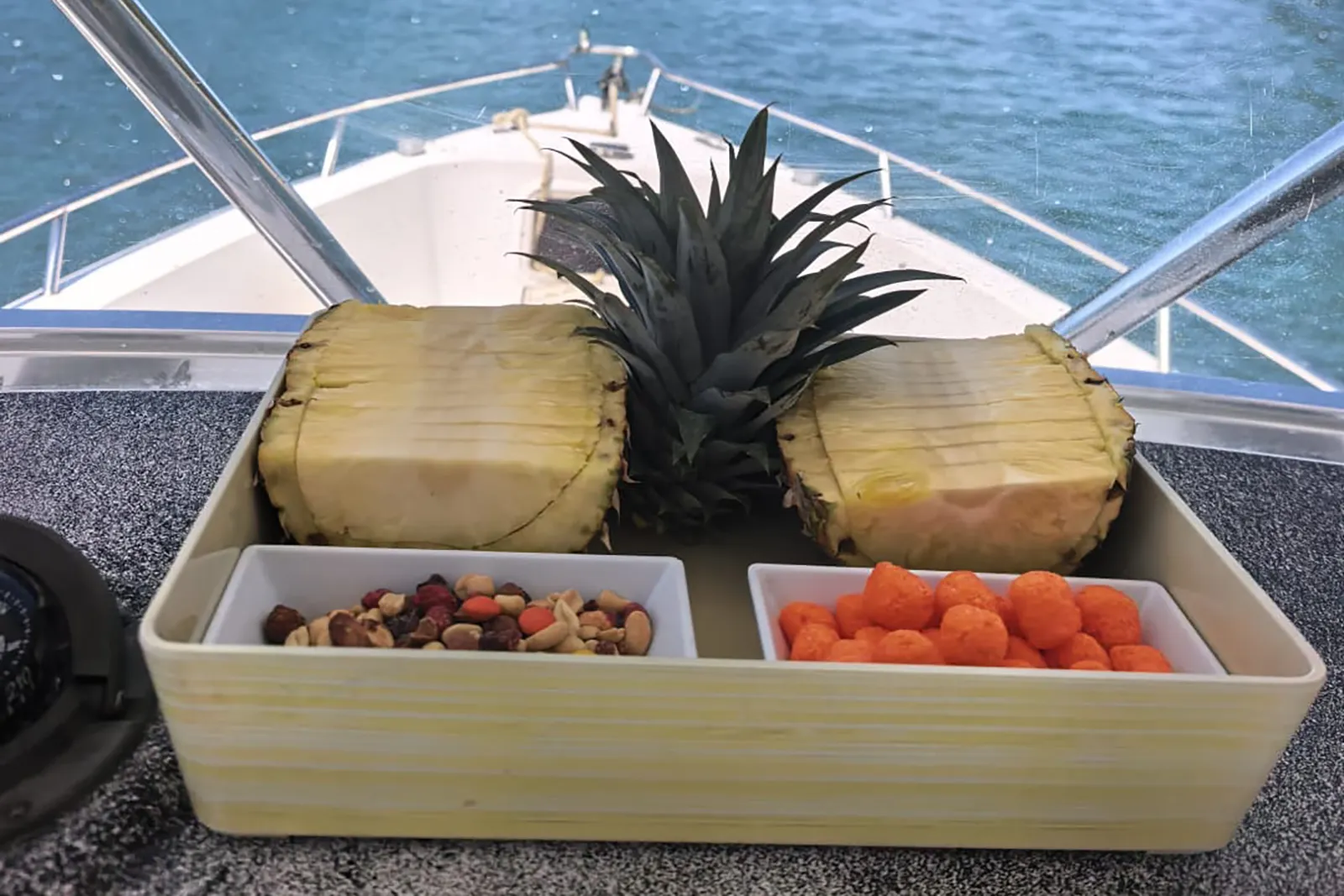 Fresh pineapple prepared on board the MarSea boat